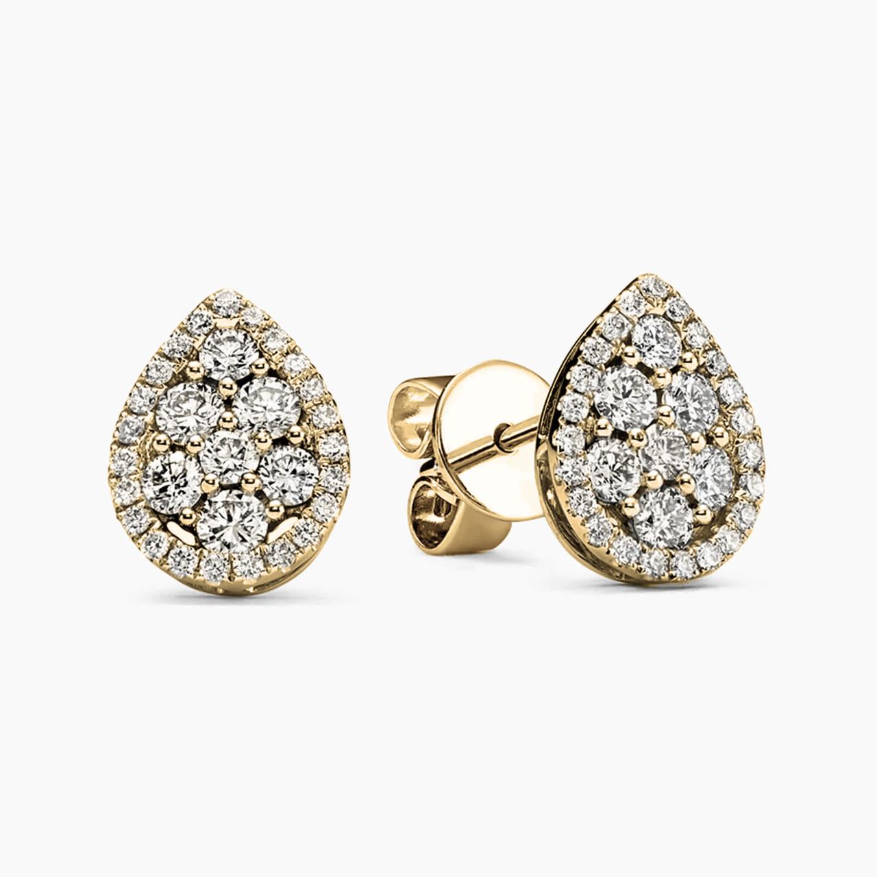 18ct yellow gold 60=0.56ct round brilliant cut diamond cluster earrings