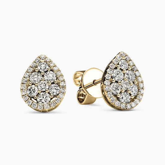 18ct yellow gold 60=0.56ct round brilliant cut diamond cluster earrings