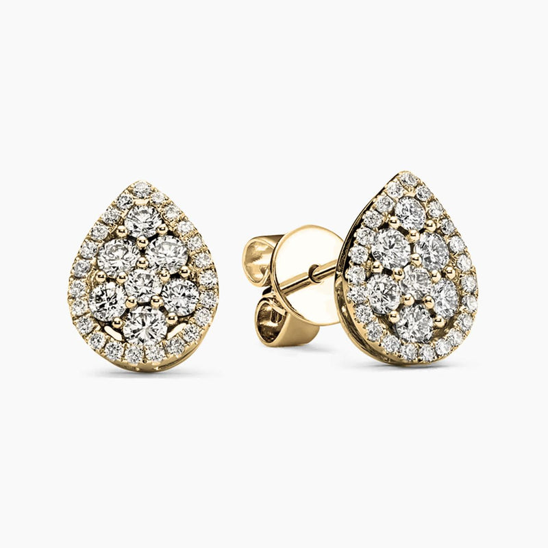 18ct yellow gold 60=0.56ct round brilliant cut diamond cluster earrings