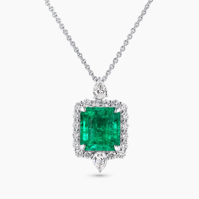 18ct white gold emerald and diamond necklace
