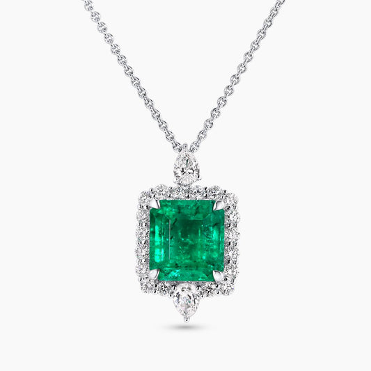 18ct white gold emerald and diamond necklace