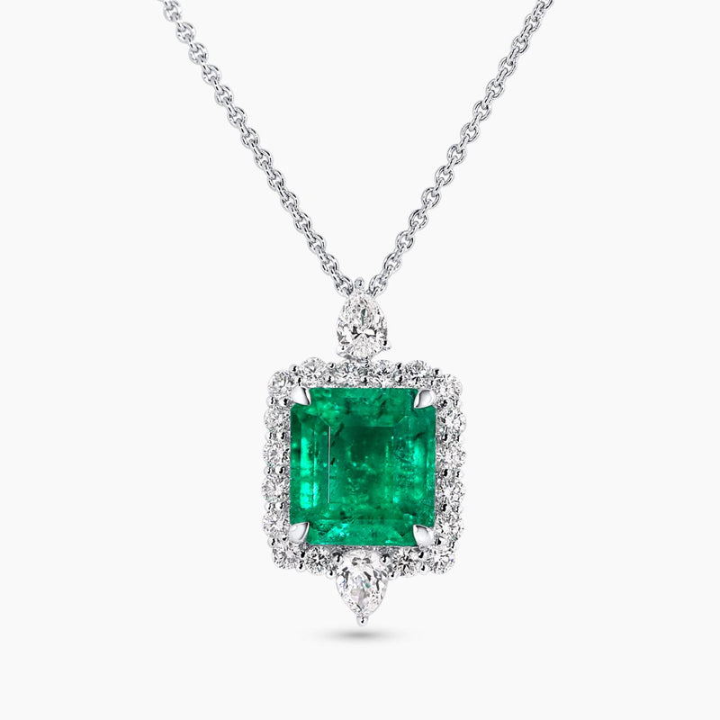 18ct white gold emerald and diamond necklace