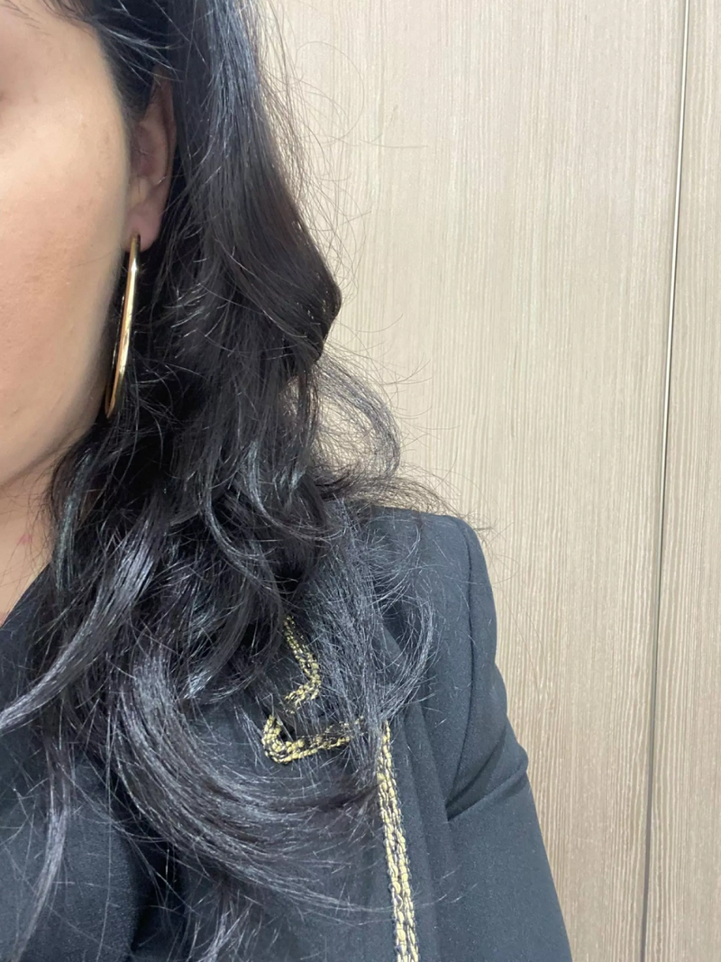 A pair of 18ct yellow gold large hoop earrings with a diameter of 60mm on the ear