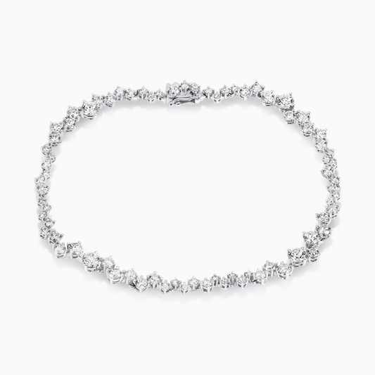 18ct white gold 75=3.51ct claw set diamond tennis bracelet