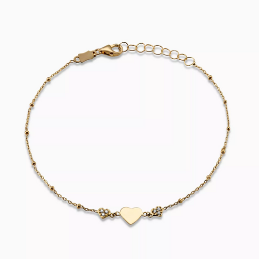 18ct yellow gold cubic zirconia hearts bracelet
