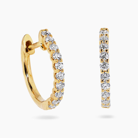 18ct yellow gold 20=0.25ct diamond hoop earrings