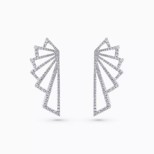 18ct white gold diamond wing earrings