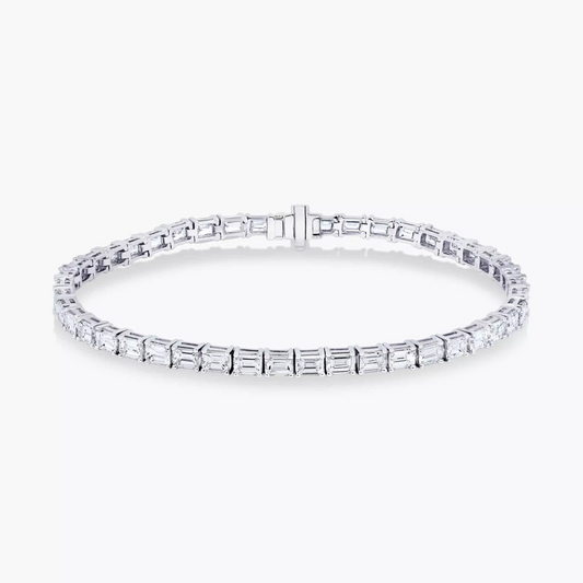 18ct white gold baguette cut diamond tennis bracelet