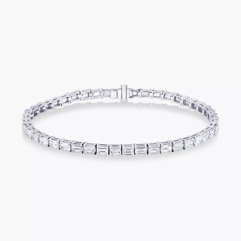 18ct white gold baguette cut diamond tennis bracelet