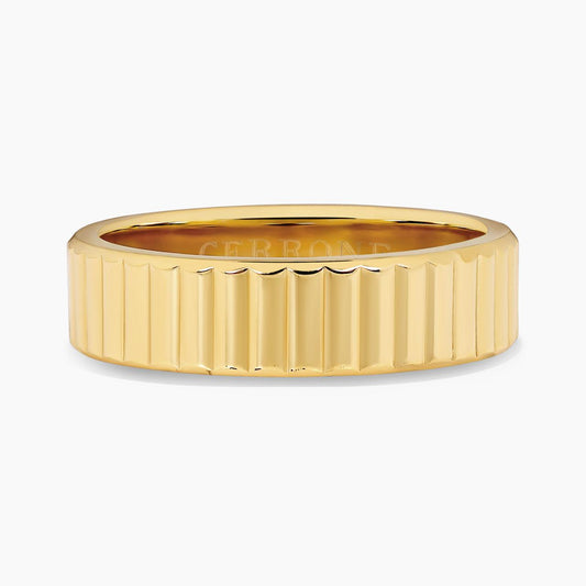 18ct yellow gold ridge wedder