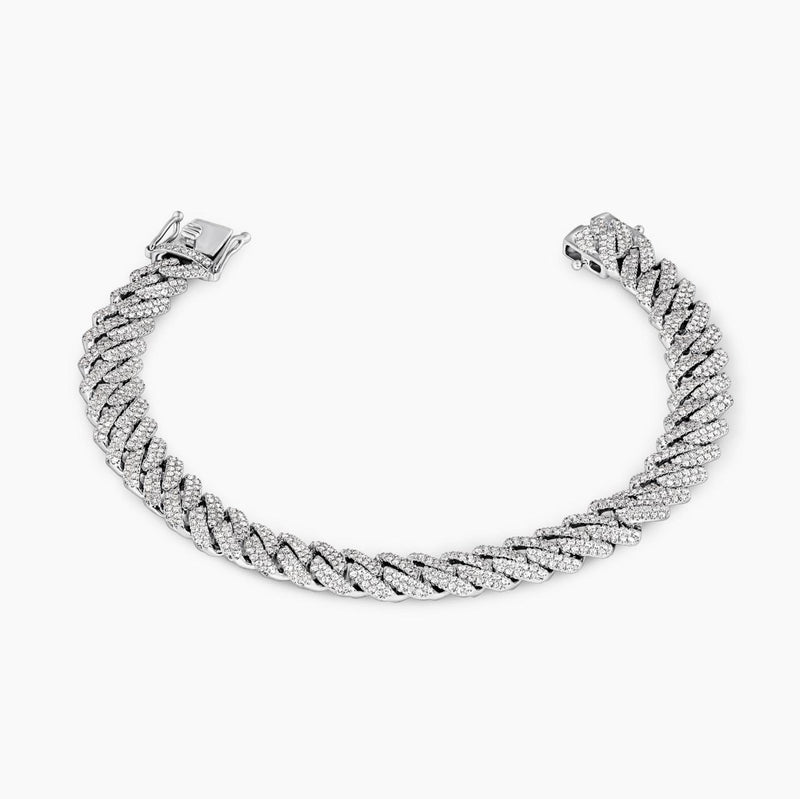 18ct white gold 3.32ct round brilliant cut pave diamonds curb link bracelet
