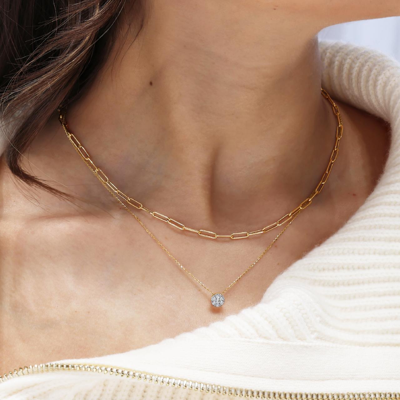 18ct yellow gold fine paperclip link necklace