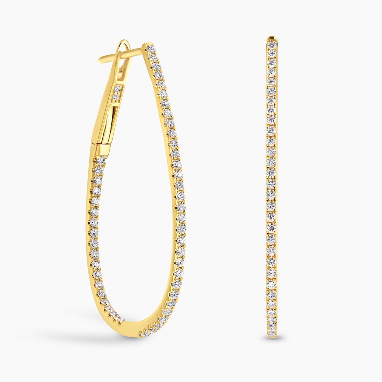 18ct yellow gold diamond claw set hoop earrings