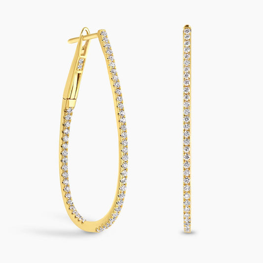 18ct yellow gold diamond claw set hoop earrings