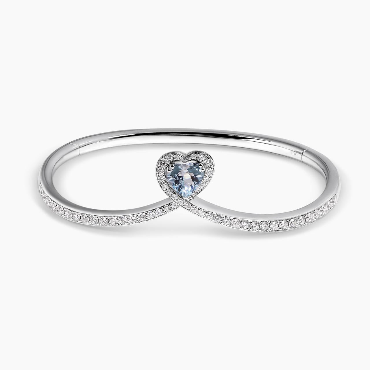 18ct white gold 1.02ct aquamarine and diamond bracelet