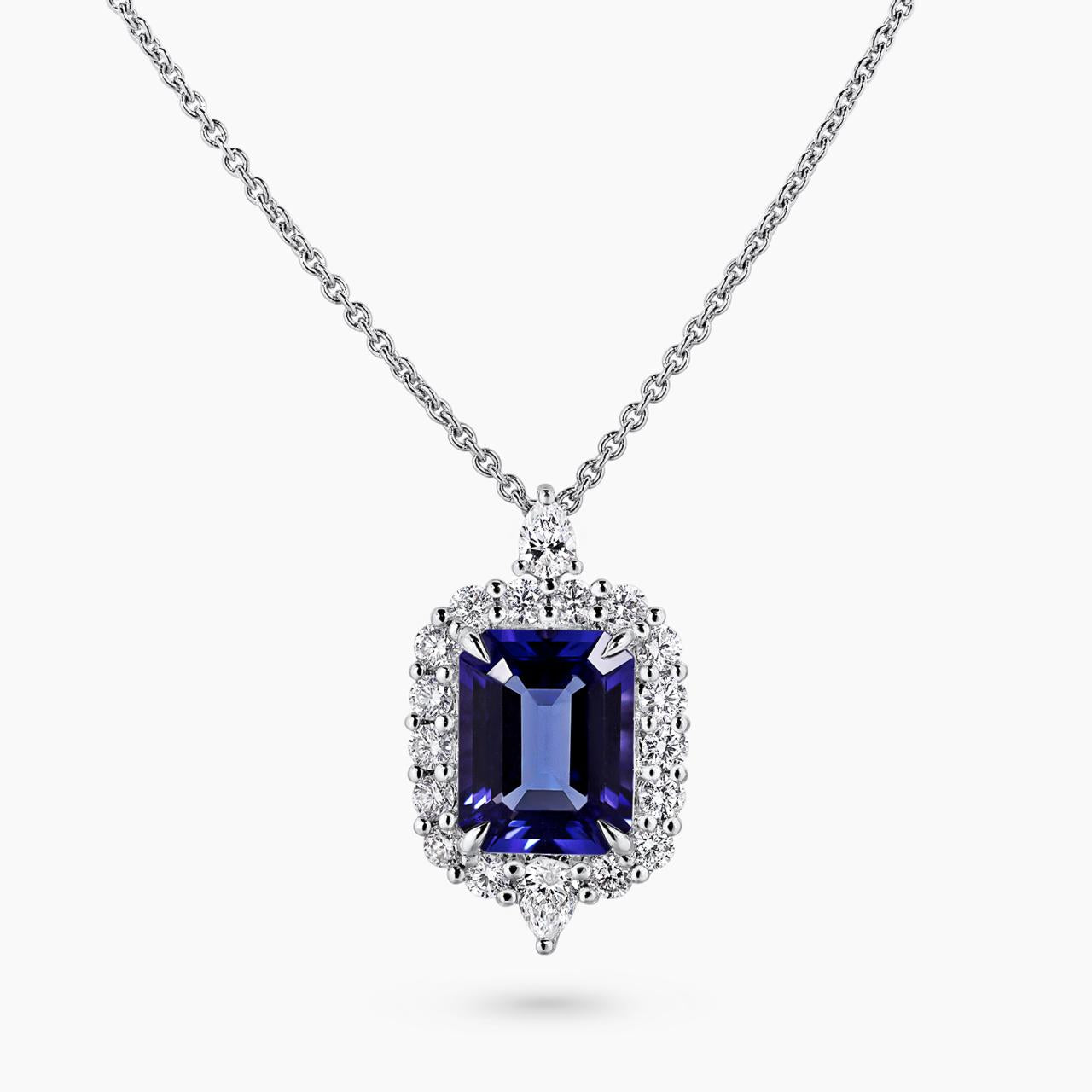 18ct white gold 2.11ct tanzanite and diamond necklace