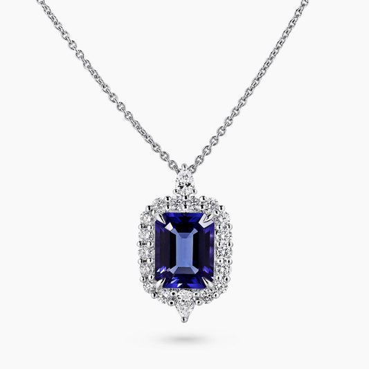 18ct white gold 2.11ct tanzanite and diamond necklace