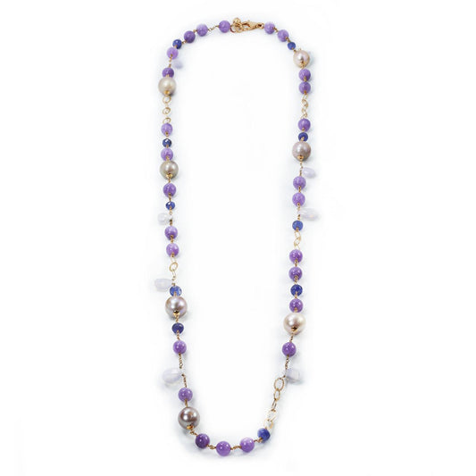Amethyst and chaorite beaded necklace