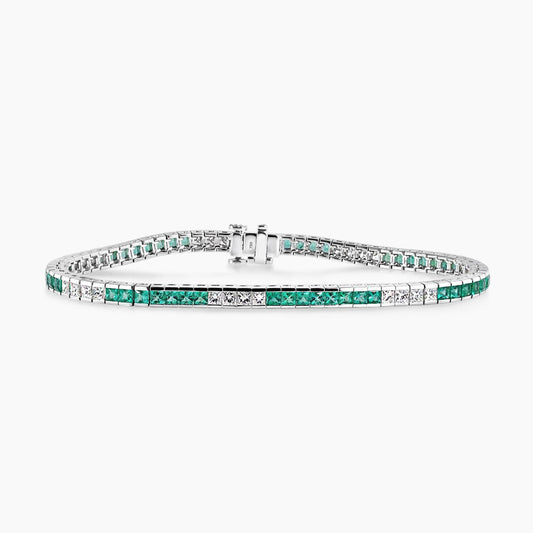 18ct white gold emerald and diamond bracelet