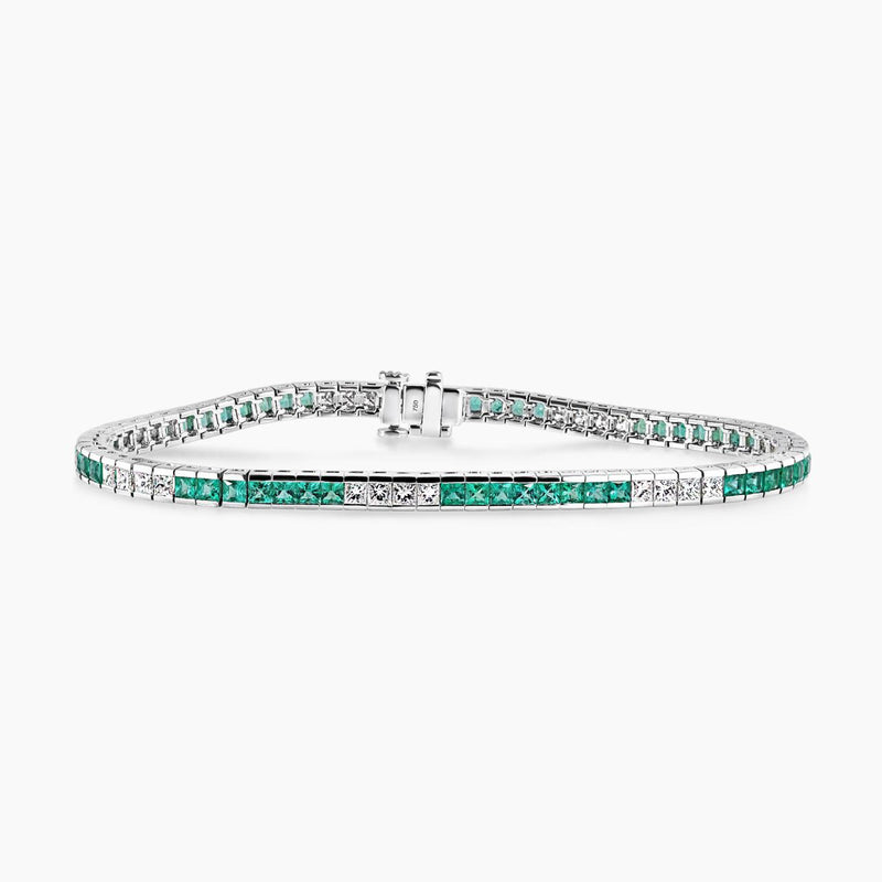 18ct white gold emerald and diamond bracelet