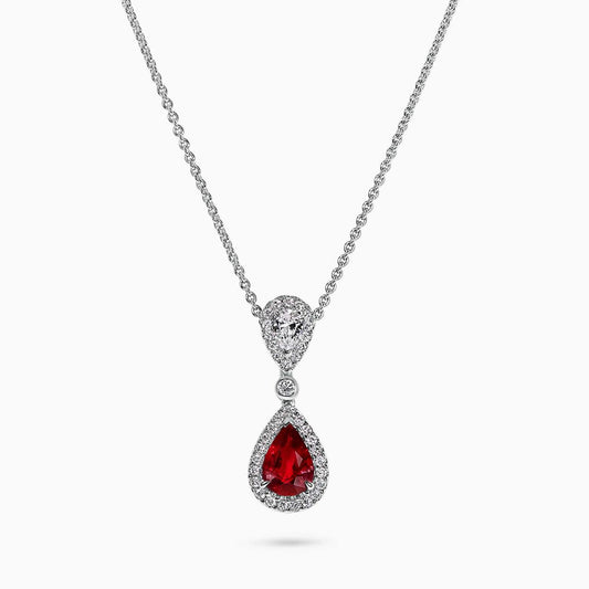18ct white gold 0.70ct ruby and diamond necklace