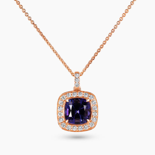 18ct rose gold 1.72ct tanzanite and diamond necklace