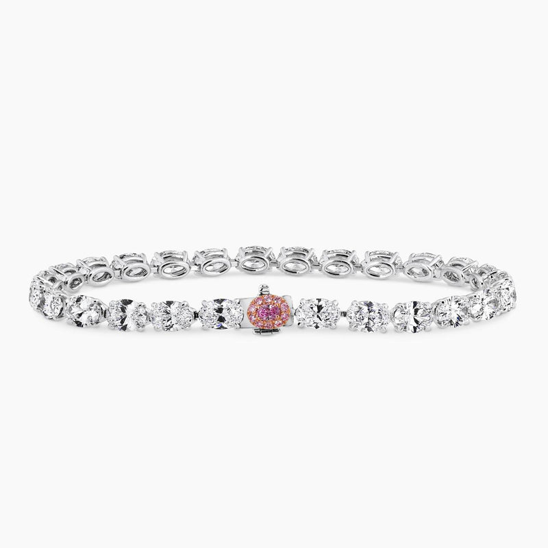 Platinum and rose gold 26=13.13ct oval white and Argyle Pink diamond diamond tennis bracelet