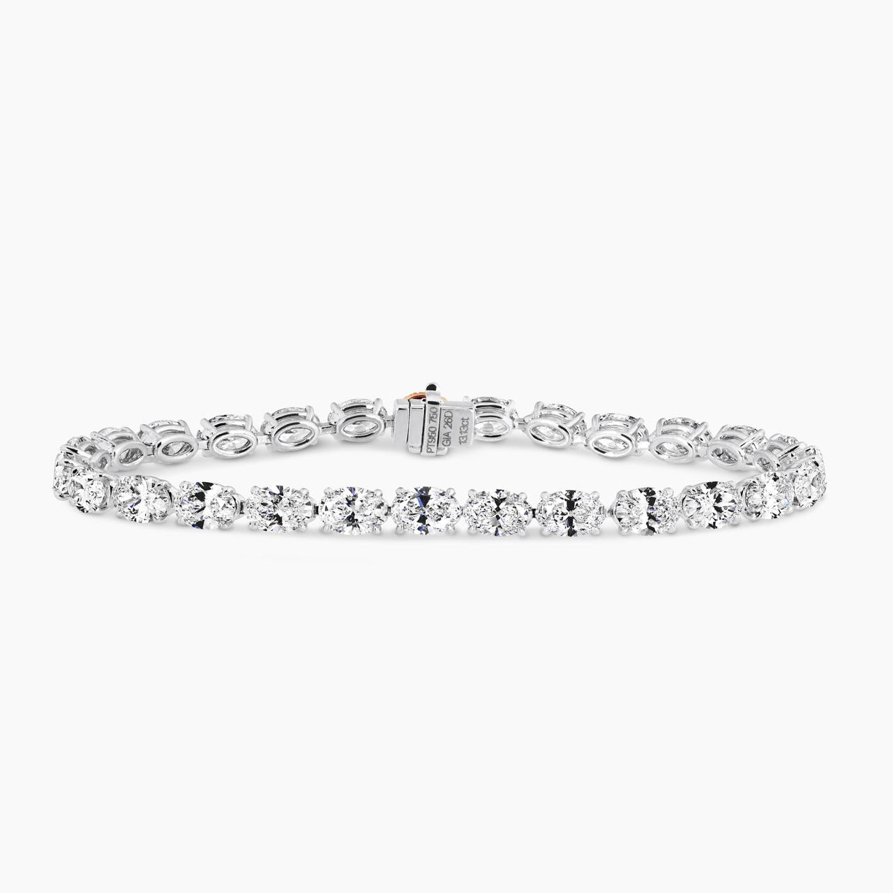 Platinum and rose gold 26=13.13ct oval white and Argyle Pink diamond diamond tennis bracelet