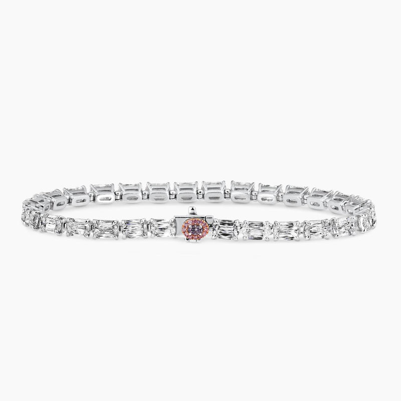 PIEMONTE ROSA - Platinum and rose gold 28=14.07ct elongated cushion white diamond, fancy violet-gray oval cut and Argyle round brilliant cut diamond tennis bracelet