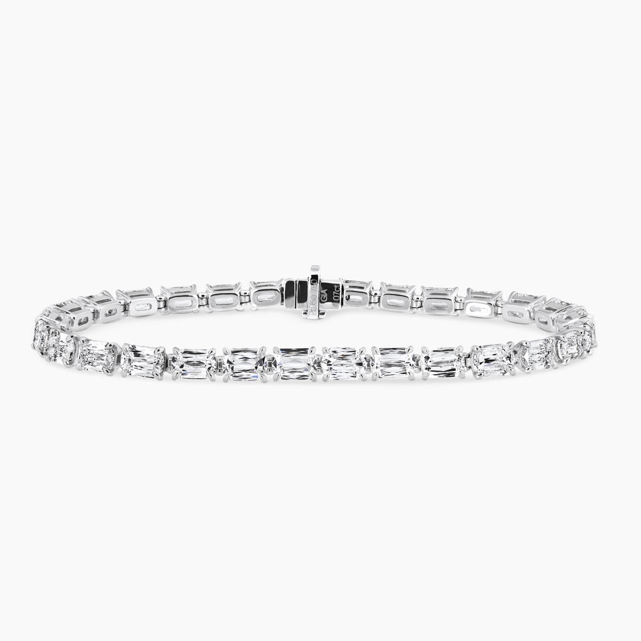 PIEMONTE ROSA - Platinum and rose gold 28=14.07ct elongated cushion white diamond, fancy violet-gray oval cut and Argyle round brilliant cut diamond tennis bracelet