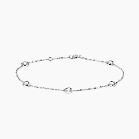 18ct white gold 5=0.25ct round diamond bracelet