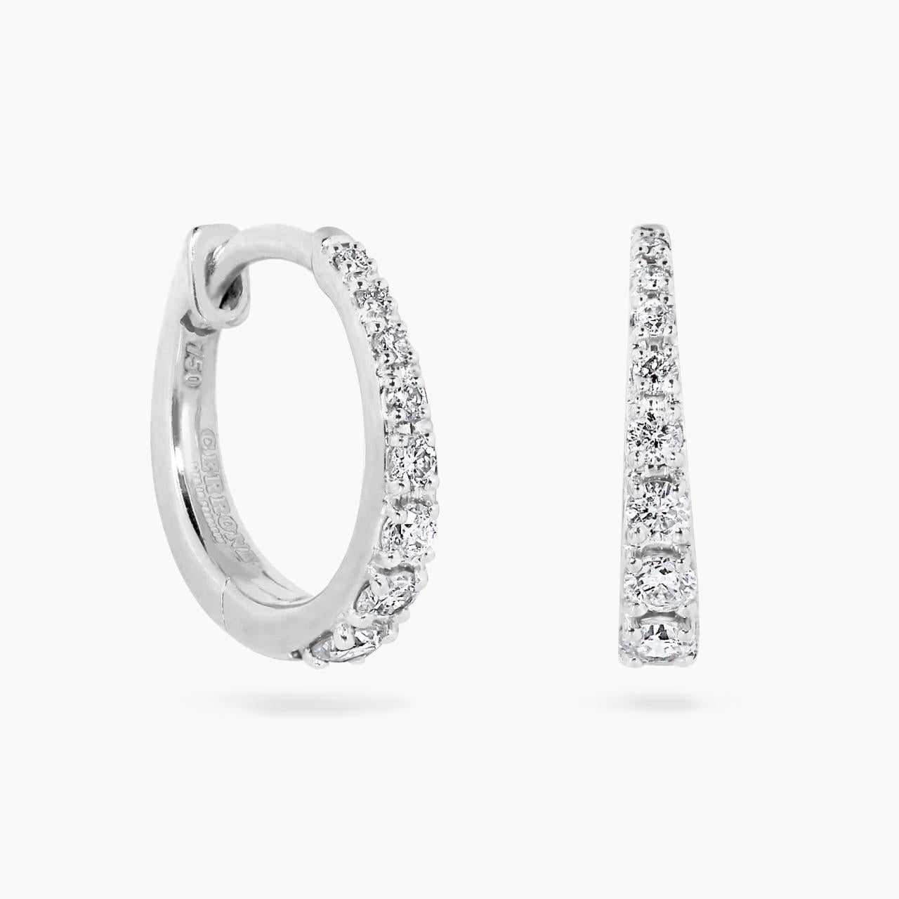 18ct white gold round brilliant cut diamond hoop earrings