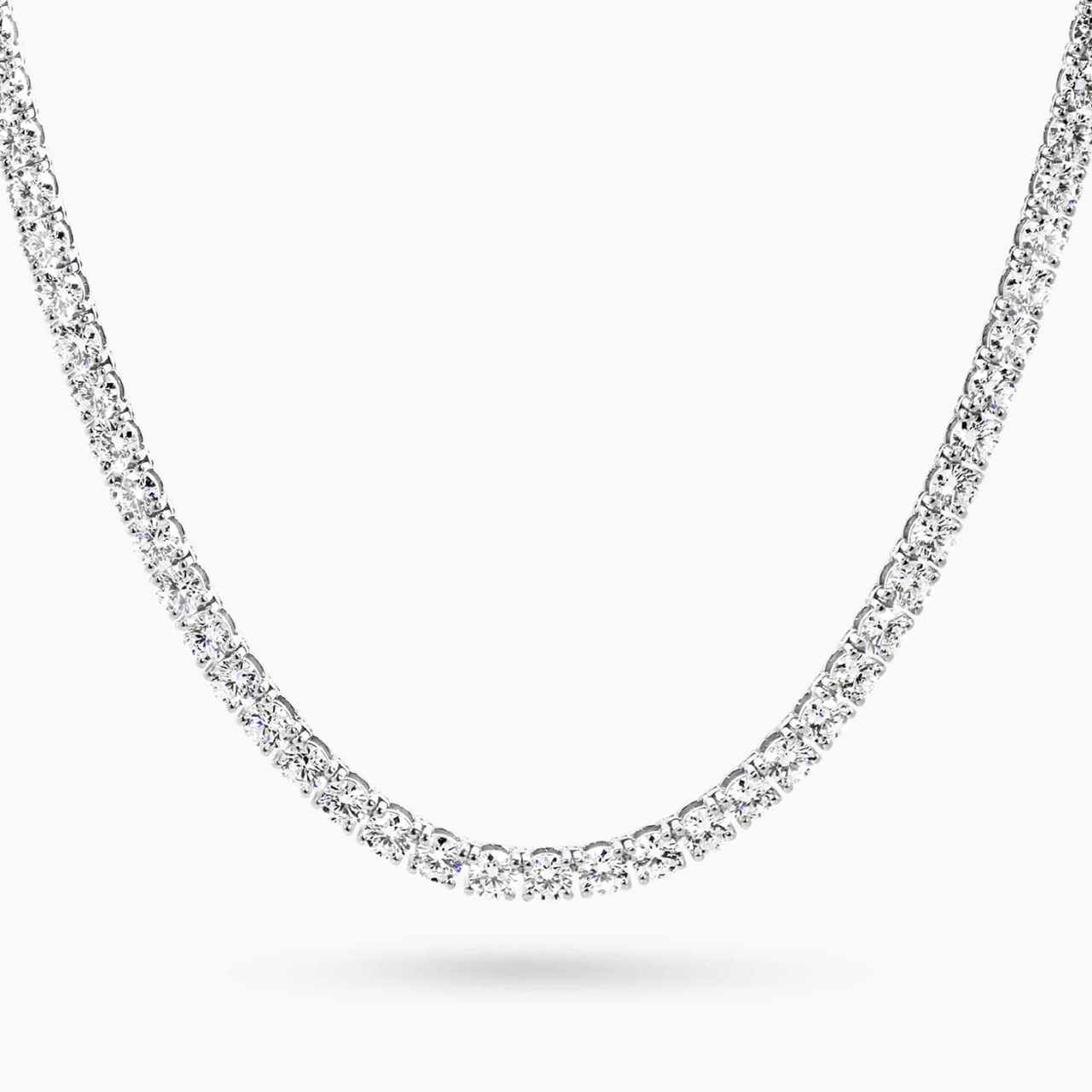18ct white gold 17.62ct lab grown diamond tennis necklace in a four claw setting