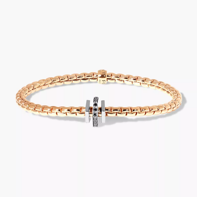 18ct rose & white gold black diamond Fope bracelet from the Eka Collection