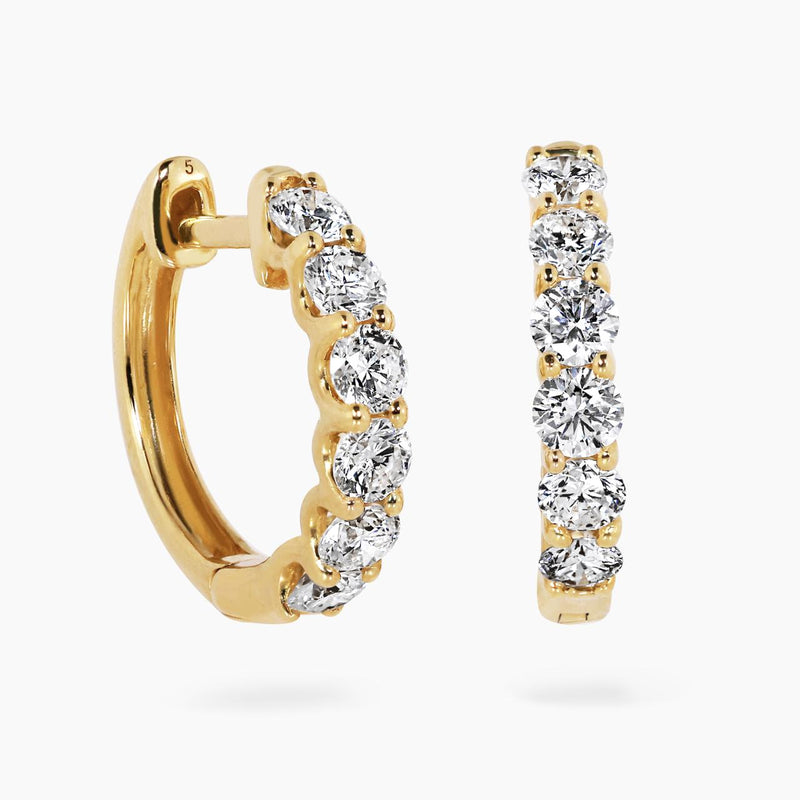 18ct yellow gold diamond claw set hoop earrings