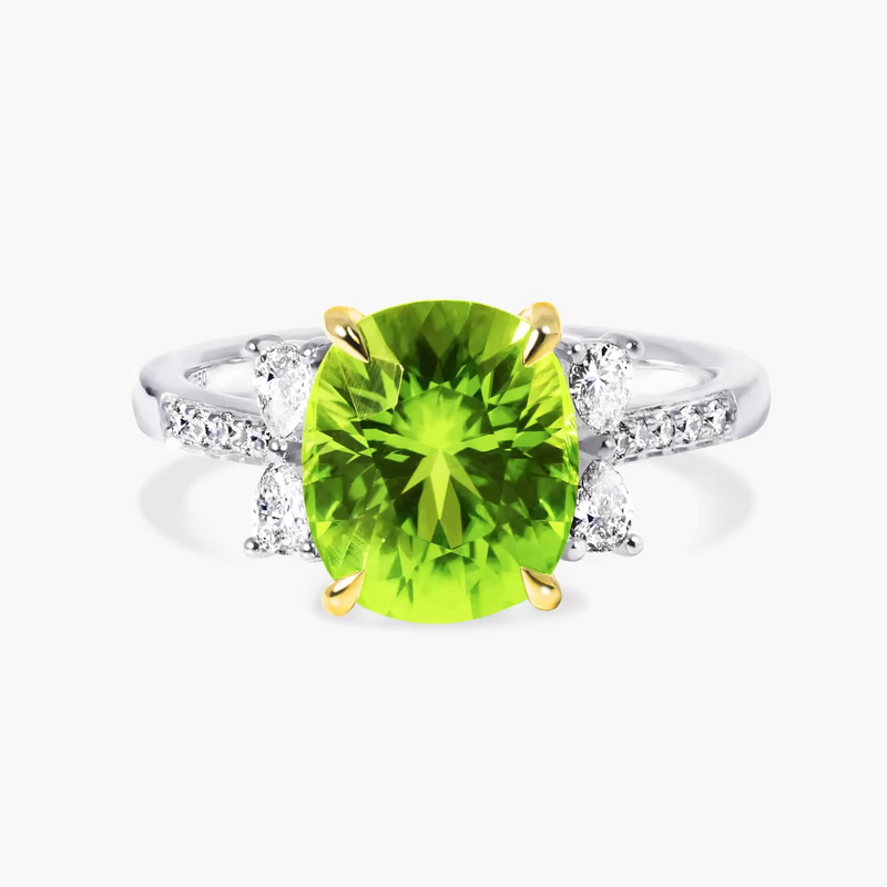 18ct white & yellow gold peridot & diamond ring
