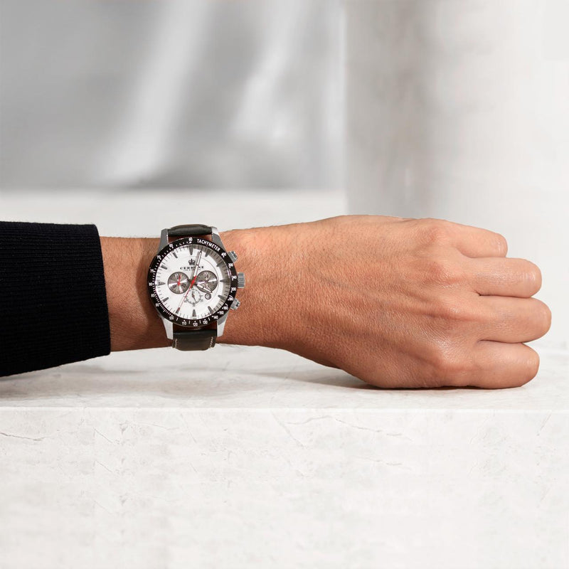 Cerrone 50th Anniversary chronograph ‘Nero’ watch on the wrist