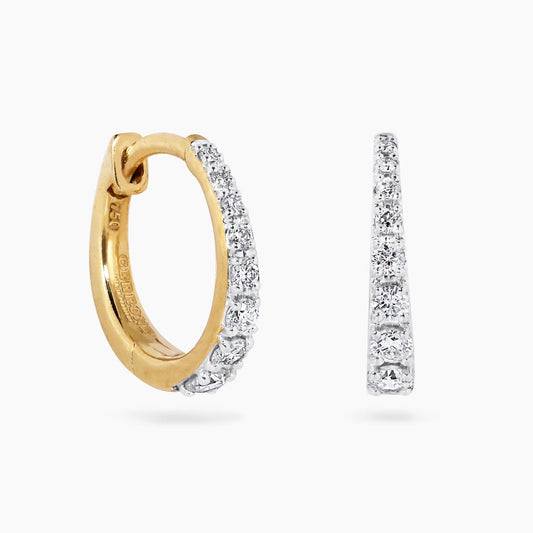 18ct yellow gold 16=0.15ct diamond hoop earrings