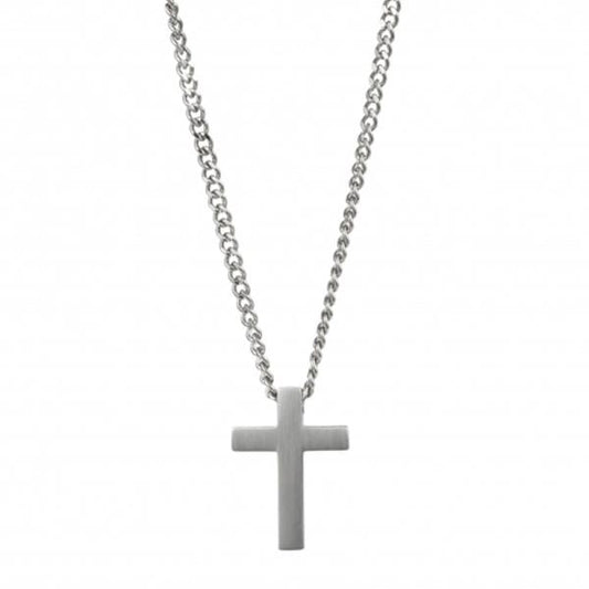 Brushed Stainless Steel Cross necklace