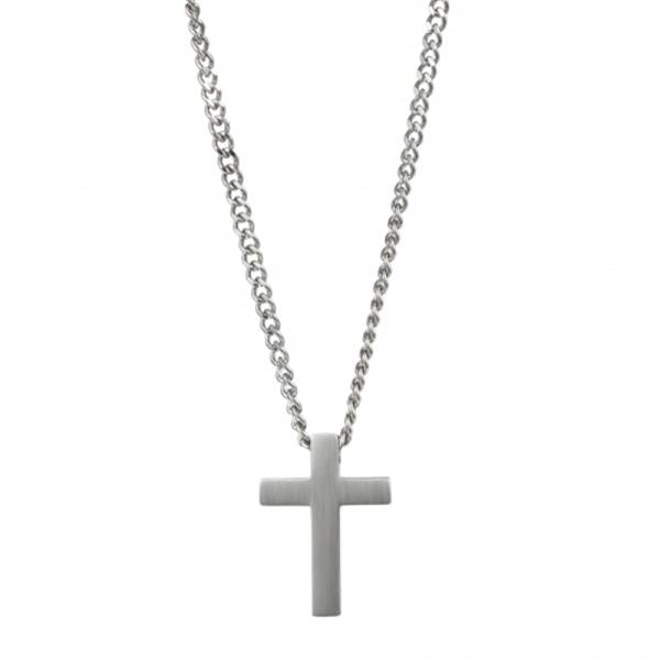 Brushed Stainless Steel Cross necklace