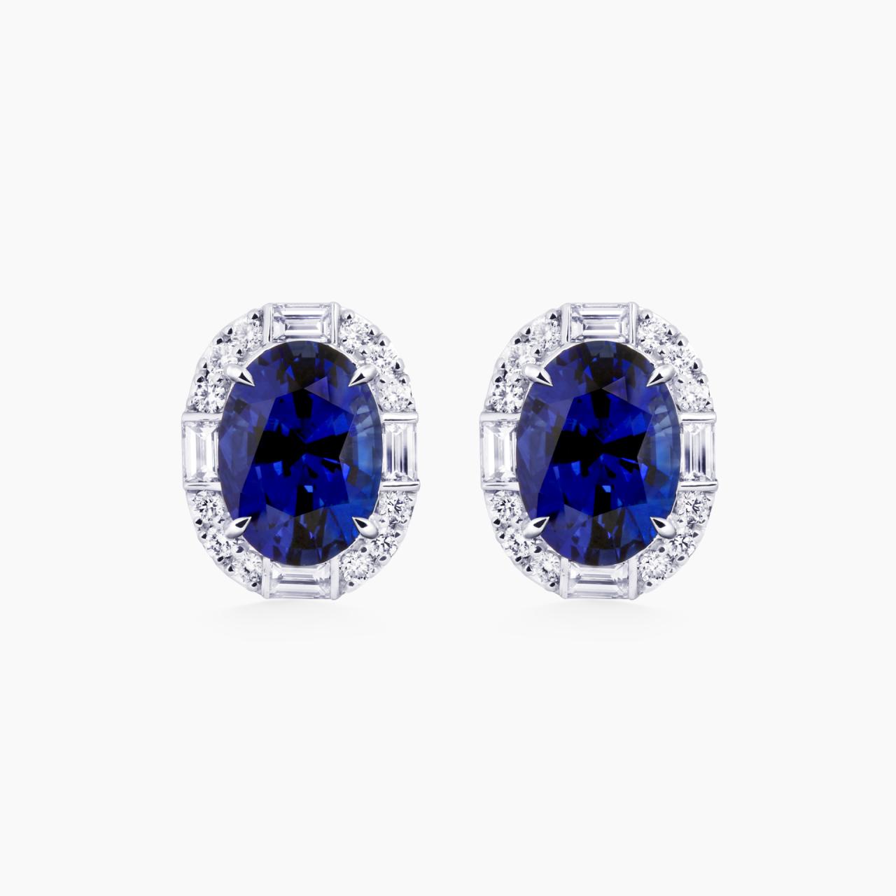18ct white gold blue Sri Lankan sapphires & diamond earrings from the Hampton Collection