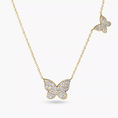 18ct yellow gold diamond butterfly necklace