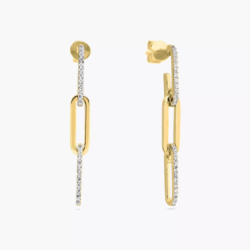 18ct yellow gold round brilliant cut diamond drop earrings