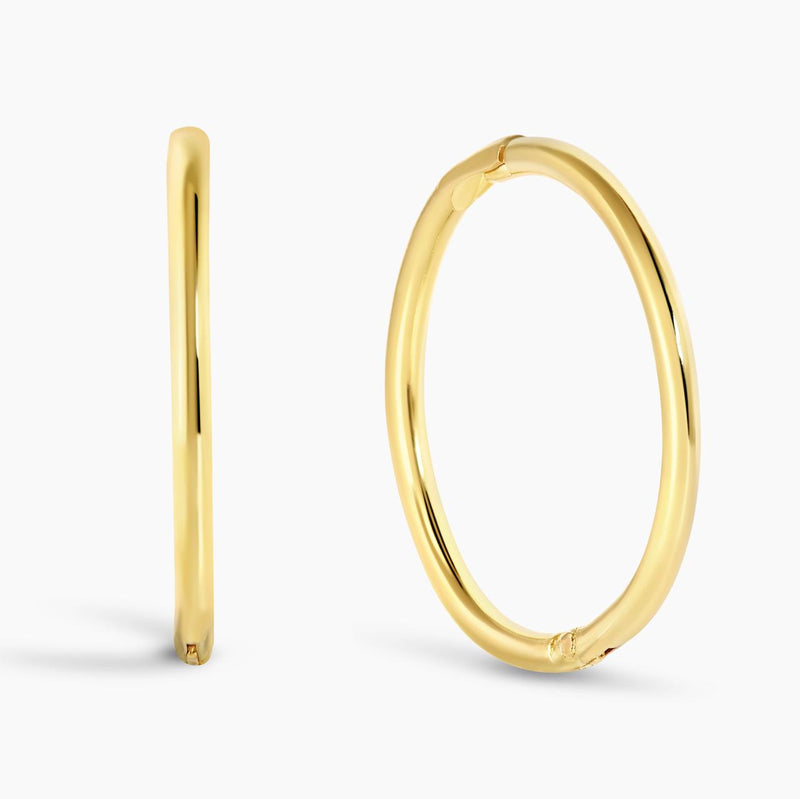 18ct yellow gold 'sleeper' hinge hoop earrings 12mm