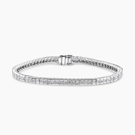 18ct white gold 78 = 4.84ct princess cut diamond tennis bracelet