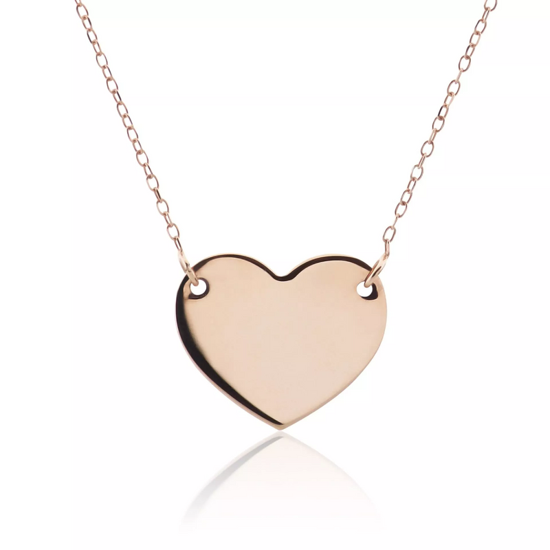 18ct rose gold plain heart shape necklace