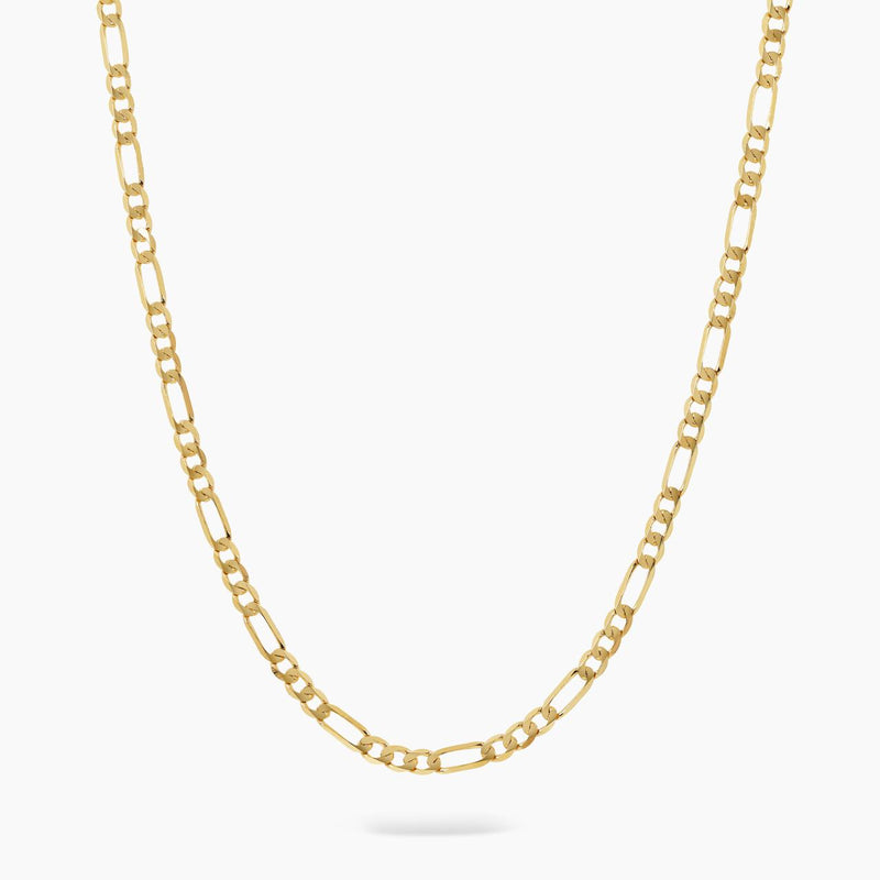 18ct yellow gold 50cm fine figaro link chain with parrot clasp