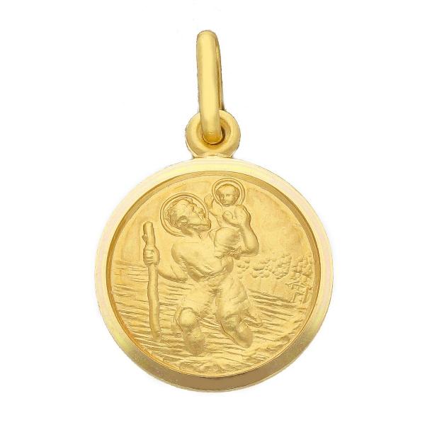18ct yellow gold 15mm "St. Christopher" medal