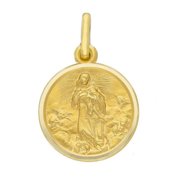 18ct yellow gold "Mary Immaculate" 15mm medal front