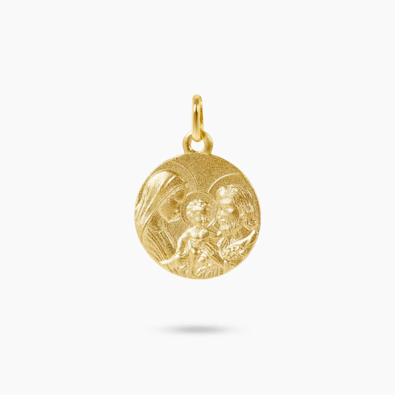 18ct yellow gold scared family religious medal